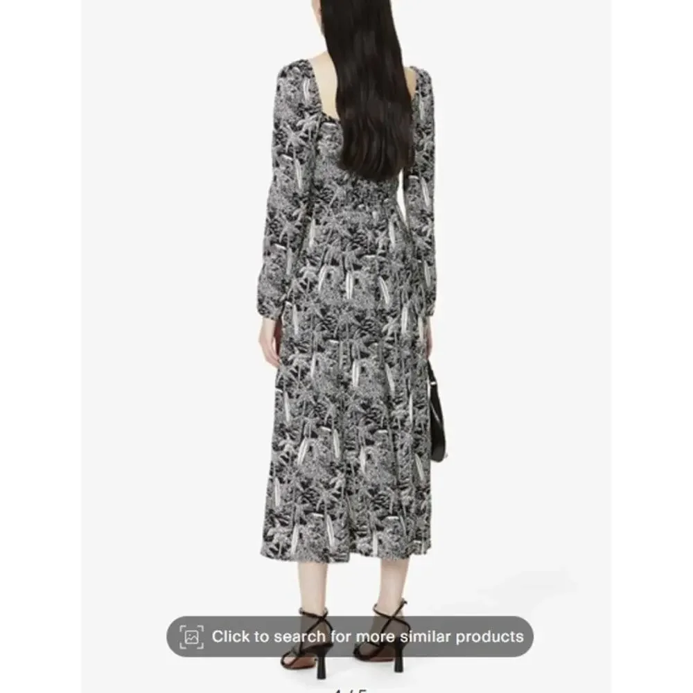 NWT Reformation Sigmund Tropical Printed Crepe Midi Dress Size 0 Lanai #2J456 - Picture 4 of 11